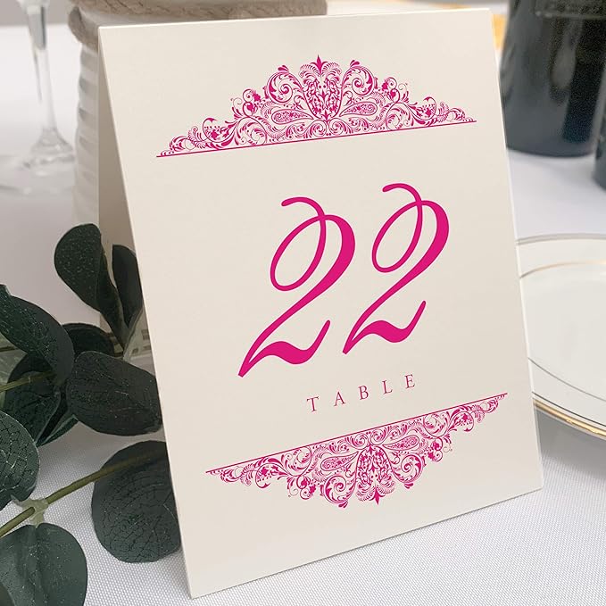 Place Cards Paisley Table Numbers 1-200, Champagne Heavyweight