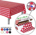 Disposable Tablecover Roll, Red Gingham Plastic, 54 in x 108 ft