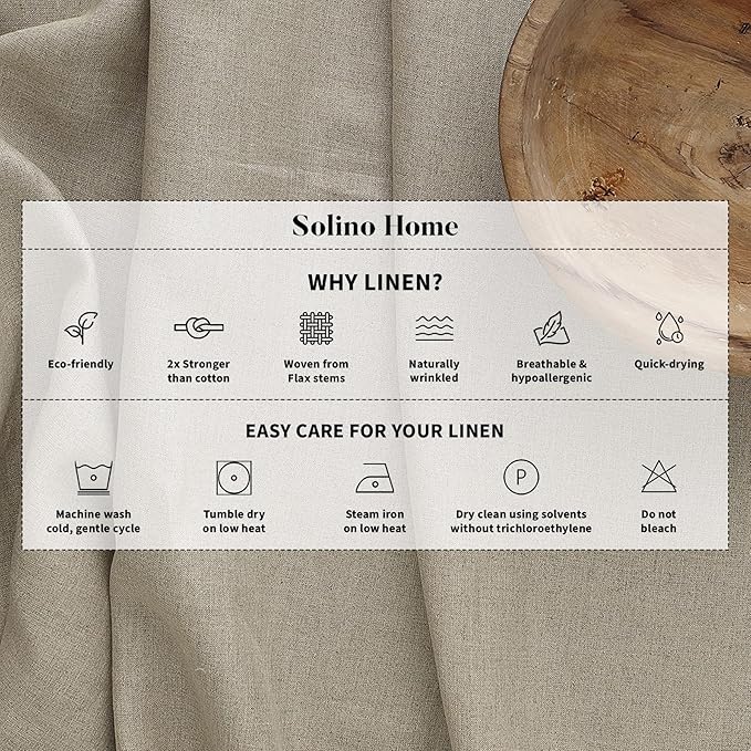 Solino Home Linen Soft Grey Table Runner 72 Inches Long - 100% Pure Linen Hemstitch Table Runner 14 x 72 Inch for Dresser, Dining, Fall, Autumn, Halloween, Thanksgiving, Christmas - Classic Hemstitch