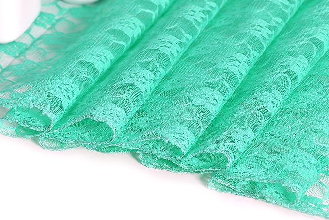 MDS Pack of 15 Wedding 12 x 108 inches Lace Table Runner for Wedding, Decorations for Birthday Parties, Banquets, Graduations, Engagements, and Runners fit Rectangle, Round Table- Mint