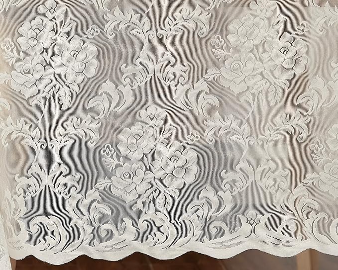 LinenZone Ivory Round Tablecloth for Rustic Vintage Decor. Sheer Lace Table Cloth Works Great As Wedding Tablecloth or Thanksgiving Table Cover. (Mia 60 Round, Ivory)