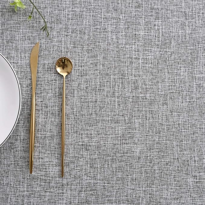 maxmill Flaxy Faux Linen Table Cloth with 2-Tone Slubby Texture Wrinkle Free Anti-Shrink Soft Tablecloth for Kitchen Dining Tabletop Outdoor and Indoor Use Rectangle 60 x 104 Inch Light Gray