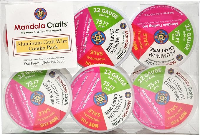 Mandala Crafts 22 Gauge Anodized Aluminum Craft Wire for Jewelry Making - 450 FT Colored Flexible Silver Black Wire - Bendable for Bonsai Armature Crafting Sculpting