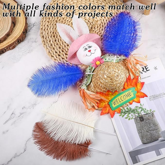 SOGUGOM Blue Craft Ostrich Feathers - 30PCS 8-10 inch Ostrich Feathers Kit for Centerpieces, Kindergarten Crafts, Dream Catchers and DIY Projects(Royal Blue)