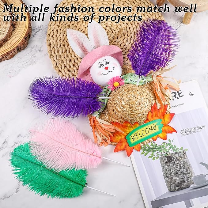 SOGUGOM Pueple Craft Ostrich Feathers - 30PCS 8-10 inch Ostrich Feathers Kit for Centerpieces, Kindergarten Crafts, Dream Catchers and DIY Projects(Purple)