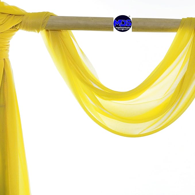 MDS Halloween Chiffon Draping Fabric - 1 Panel, 30" Wide x 40ft Long - Sheer Spooky Arbor & Canopy Drapery for Haunted House Backdrops, Party Ceilings, DIY Costumes & Themed Events - Yellow