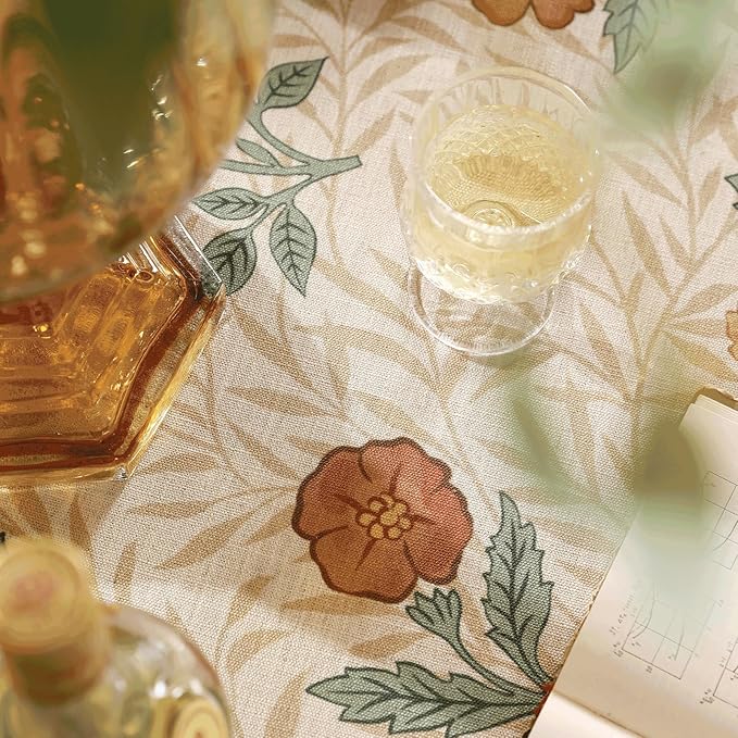 patdrea Designer Linen Tablecloth for Square Table,Vintage Durable Floral Pattern Table Cloth,Dacorative Cover for Kitchen Dining,Parties Christmas,Thanksgiving,Party,67"x67"-Cornflowers