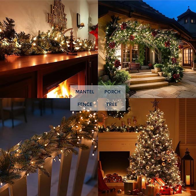 Joiedomi Clear Christmas String Lights Indoor,300(3x100) Mini Warm White Fairy Light,64.2 FT Lighting Decor for Patio Dorm Classroom Bedroom Holiday Wedding Party Garland Birthday Festival,Green Wire