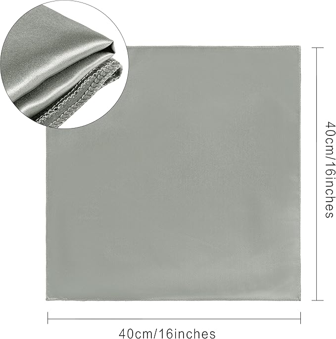 36 Pack Square Satin Dinner Napkins, 16x16 Inches Silky Soft Smooth Table Cloth Napkins for Restaurant Weddings Banquet Party Decoration, Dark Grey