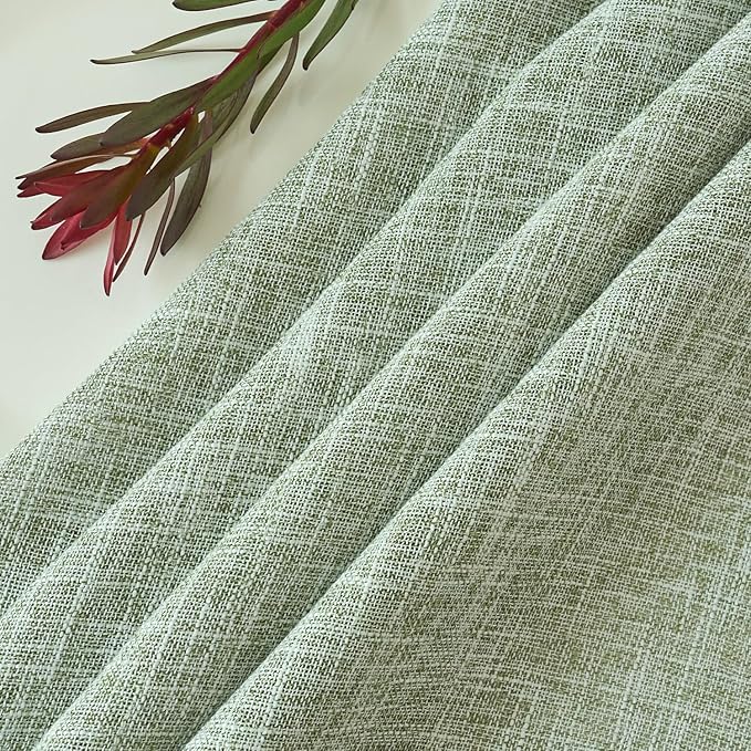 maxmill Flaxy Faux Linen Table Cloth with 2-Tone Slubby Texture Wrinkle Resistant Anti-Shrink Soft Tablecloth for Kitchen Dining Tabletop for Buffet Banquet Parties Rectangle 52 x 70 Inch Sage