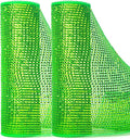 Ribbli 2 Rolls Deep Lime Deluxe Ribbon,10 inch x 30 feet(10Yard) Each Roll,Metallic Lime Green with Green Wide Foil, Use for Wreath Swags and Christmas Decoration