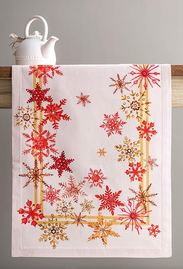 Maison d' Hermine Table Runner 100% Cotton Single Layer Table Runners 48 inches Long for Thanksgiving Christmas Decorations Home Kitchen Dining Party Wedding (Crystal Star, 14.5" x 48")