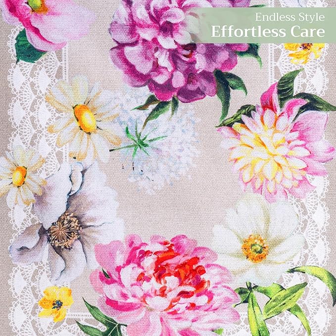 Maison d' Hermine Table Runner 100% Cotton Single Layer Table Runners 108 inches Long Decorative for Home Kitchen Dining Party Baby Shower Wedding Bridal Shower Spring Summer (Pivoine, 14.50" x 108")
