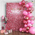Qcity Pink Shimmer Wall Backdrop 24PCS, Black Back Not See-Through Design, Square Sequin Glitter Backdrop Panel, Perfect for Outdoor Events, Birthdays, Wedding and Party Decoration