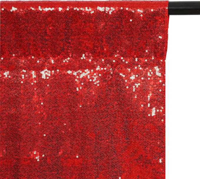 Poise3EHome 10Ft x 10Ft Red Sequin Backdrop, Glitter Thick Satin Sequin Background Drapes, Sequence Xmas Thanksgiving Backdrop for Wedding Party Holiday Festival Decor