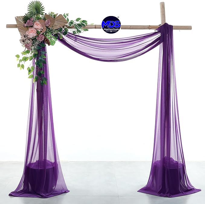 MDS Halloween Chiffon Draping Fabric - 1 Panel, 30" Wide x 50ft Long - Sheer Spooky Arbor & Canopy Drapery for Haunted House Backdrops, Party Ceilings, DIY Costumes & Themed Events - Cadbury Purple