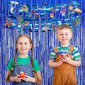 Tinsel Backdrop Streamers – Dark Blue, Party Streamers Backdrop Foil