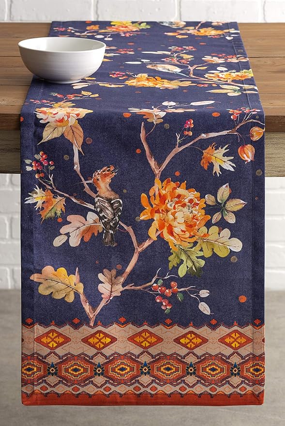 Maison d' Hermine Table Runner 100% Cotton Single Layer Table Runners 36 inches Long for Thanksgiving Christmas Decorations Home Kitchen Dining Party Wedding (Kelim - Infinity, 14.5" x 36")