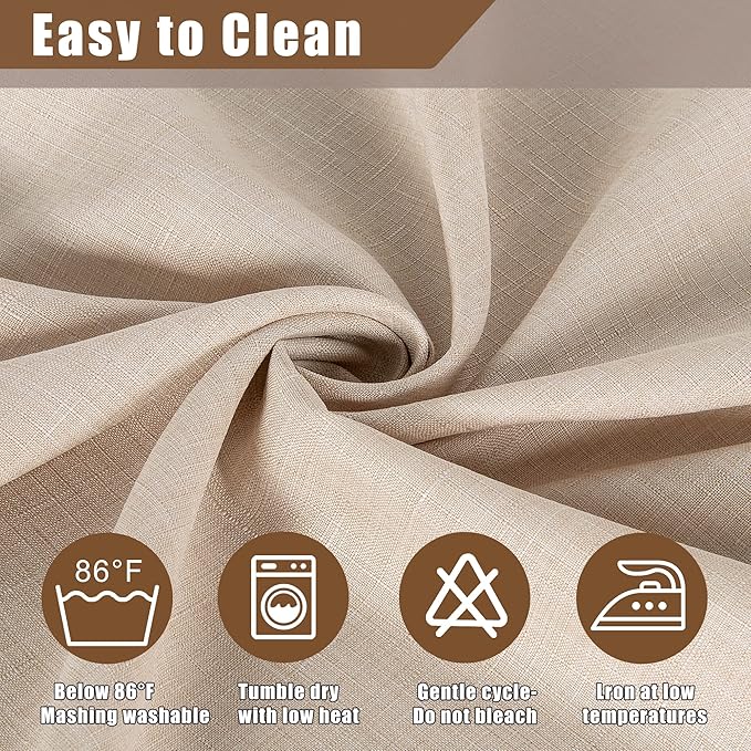 Fitable Faux Linen Tablecloth Rectangle 60 x 120 Inch - Rustic Fabric Table Cloth for 8 Foot Tables, Beige Faux Burlap Table Cover for Kitchen Dining, Party, Farmhouse