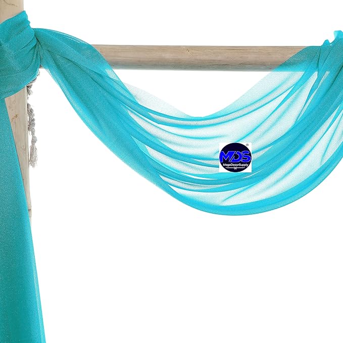 MDS Halloween Chiffon Draping Fabric - 1 Panel, 30" Wide x 40ft Long - Sheer Spooky Arbor & Canopy Drapery for Haunted House Backdrops, Party Ceilings, DIY Costumes & Themed Events - Peacock Blue