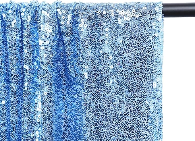 Poise3EHome Baby Blue Sequin Backdrop Curtain,8FT x 10FT Sequin Photography Backdrop Curtain for Party Decoration