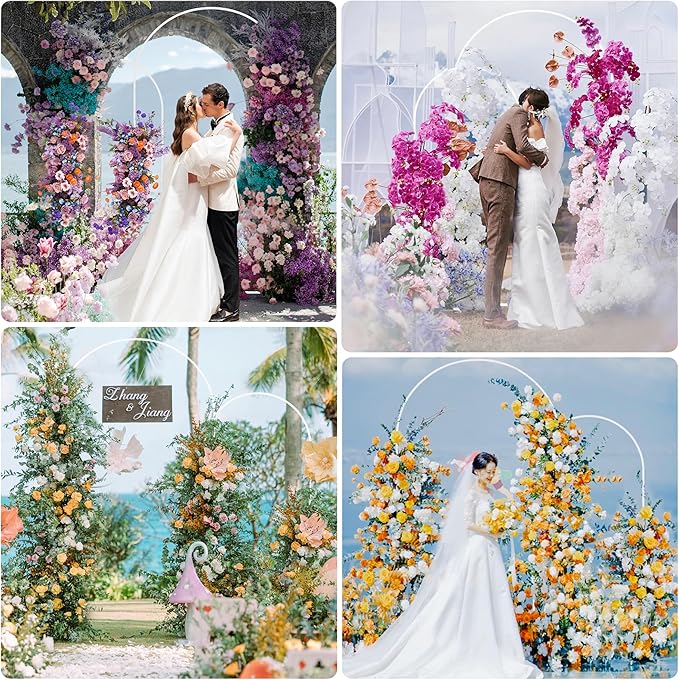 Wedding Arch Backdrop Stand Set, 2-Piece White Metal Party Decor