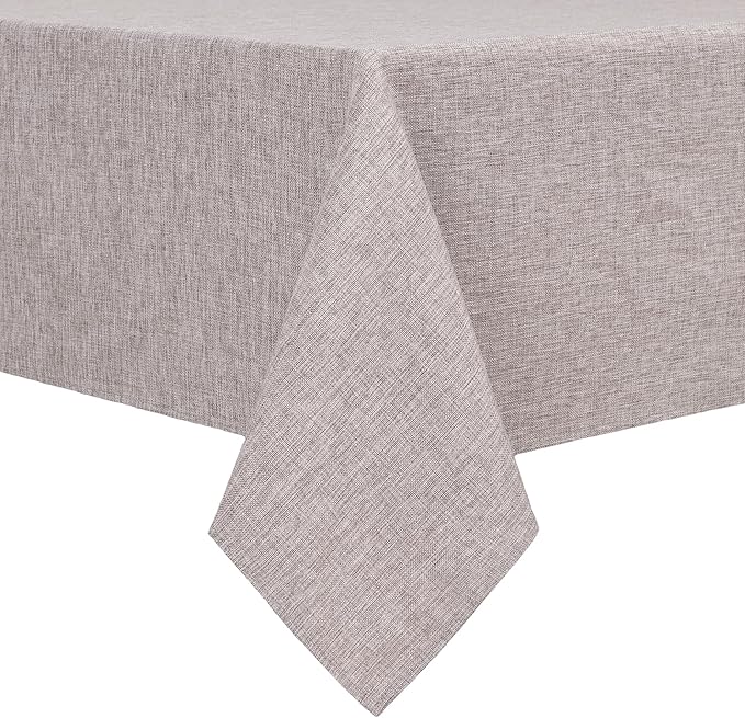 Hiasan Faux Linen Rectangle Tablecloth - Wrinkle and Stain Resistant Washable Table Cloth for Kitchen Dining Room Holiday Table Cover for Party Dinner, Stone, 54 x 120 Inch