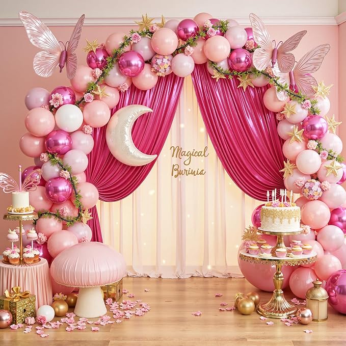 10x10ft Thick Hot Pink Glitter Backdrop Curtain Panels for Parties, Wrinkle Free Sequin Sparking Photo Backdrop Drapes, 2 Panels 5x10ft Shimmer Back Drop Cloth for Wedding Birthday Photography