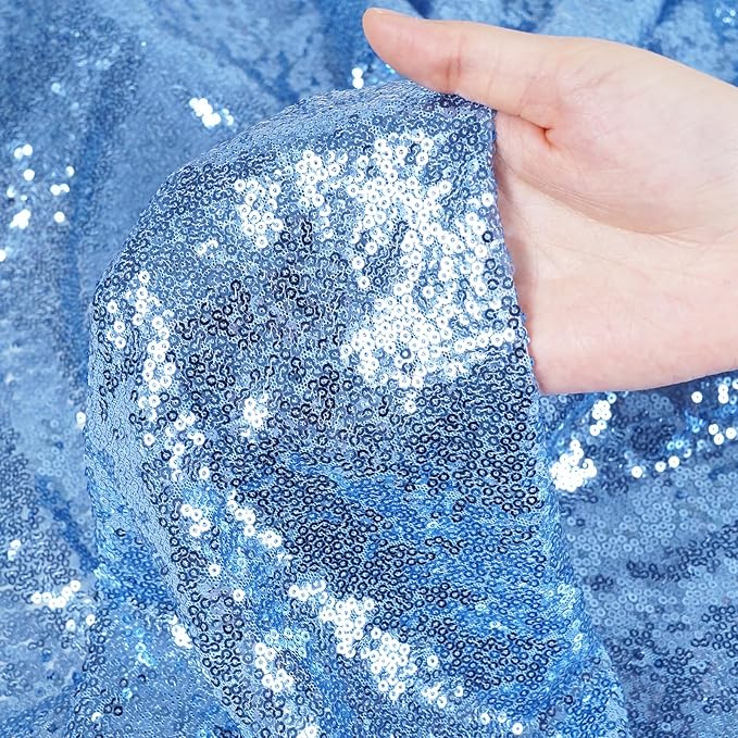 Poise3EHome Blue Sequin Backdrop,10FT x 10FT Sequin Photography Backdrop Curtain for Party Decoration, Baby Blue