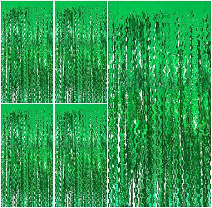 Tinsel Foil Fringe Curtains Wavy Backdrop for Parties Sparkle Metallic Wavy Foil Fringe Backdrop Curtain for Party Decorations Photo Booth Props for Birthday Graduation Wedding