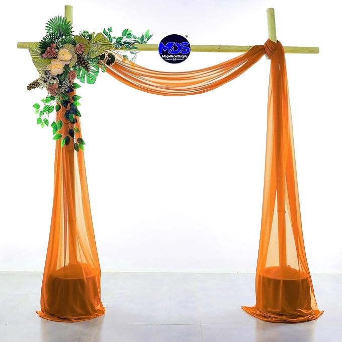 MDS Halloween Chiffon Draping Fabric - 2 Panel, 30" Wide x 40ft Long - Sheer Spooky Arbor & Canopy Drapery for Haunted House Backdrops, Party Ceilings, DIY Costumes & Themed Events - Orange