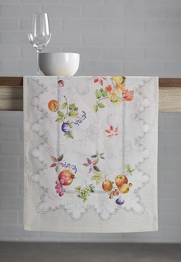 Maison d' Hermine Table Runner 100% Cotton Single Layer Table Runners 36 inches Long for Thanksgiving Christmas Decorations Home Kitchen Dining Party Wedding (Fruit D'Hiver, 14.5" x 36")