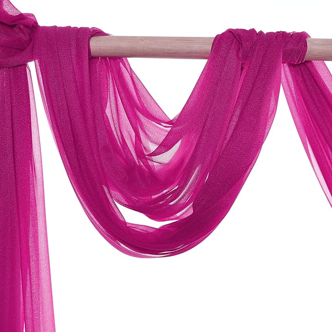 Backdrop Drapery Fabric in Magenta Sheer Chiffon, 2 Panels, 30 x 100 Ft