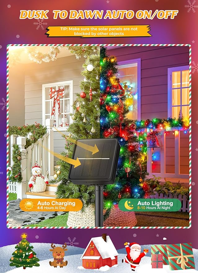 String Lights Solar Powered Outdoor 4-Pack 39ft Multicolor 120 LEDs Each
