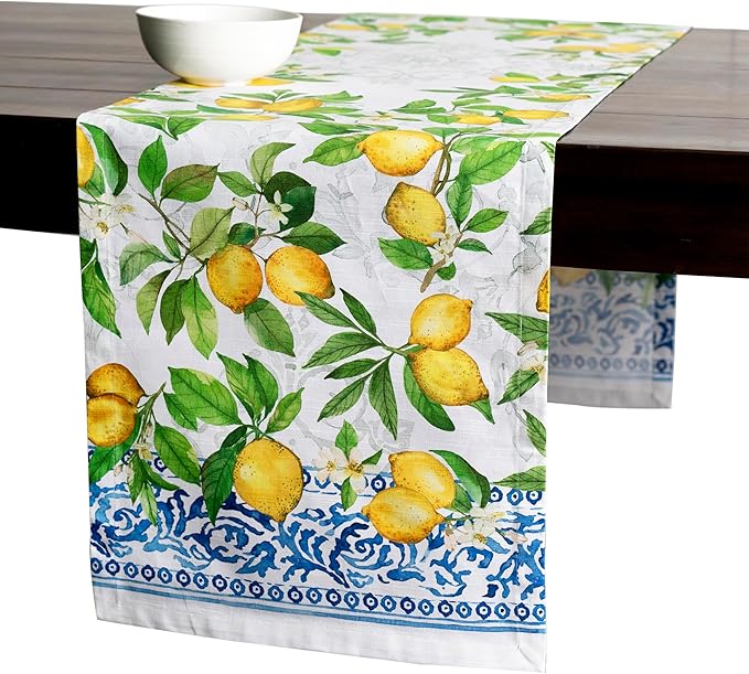 Maison d' Hermine Table Runner 100% Cotton Single Layer Table Runners 72 inches Long Decorative for Home Kitchen Dining Party Baby Shower Wedding Bridal Shower Spring Summer (Cedrat, 14.50" x 72")