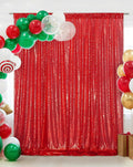 Sequin Backdrop – Red, 6x8 Ft Glitter Background Curtains for Christmas