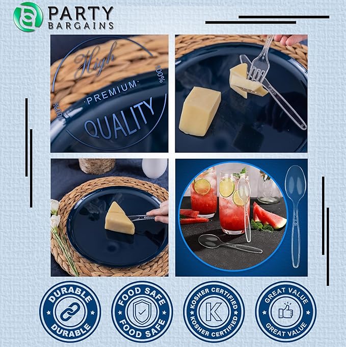 Disposable Plastic Cutlery Set, 1440 Pieces, Sapphire Silver Finish