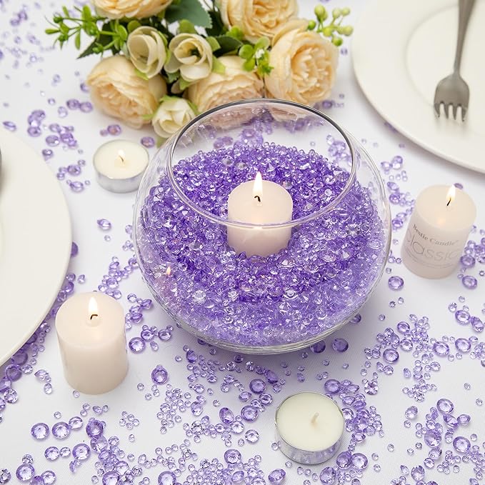 Vase Fillers for Centerpieces Home Deco,8700 Pieces Purple Diamond Table Confetti,Fake Plastic Gems for Bridal Shower,Wedding & Party Decorations