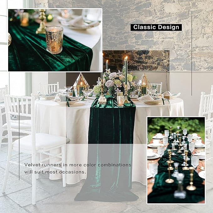 Velvet Table Runner, 10ft Luxurious Wedding Reception Decorations Soft Velvet Fabric Table Linen Overlay for Party (20 x 120 inch, Dusty Rose)