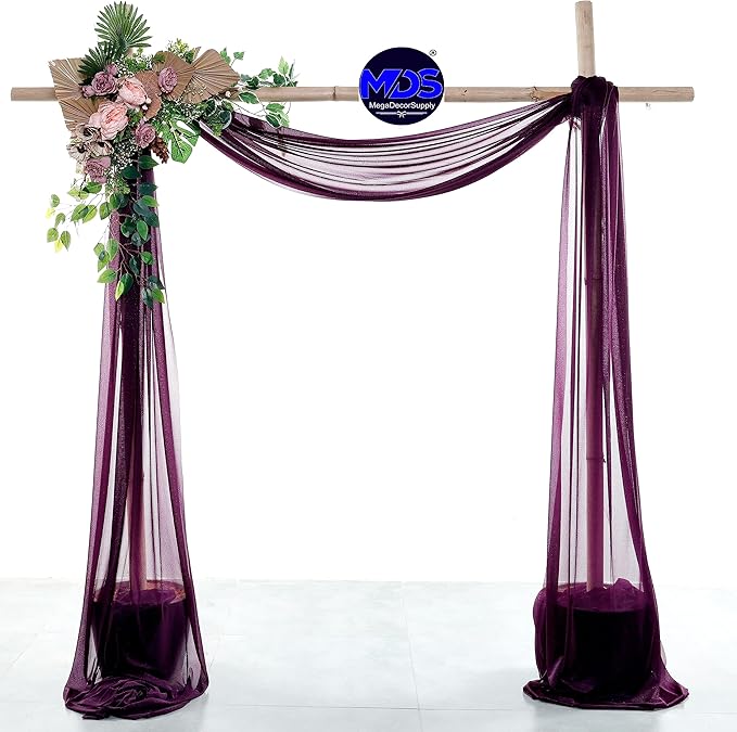 MDS Halloween Chiffon Draping Fabric - 1 Panel, 30" Wide x 50ft Long - Sheer Spooky Arbor & Canopy Drapery for Haunted House Backdrops, Party Ceilings, DIY Costumes & Themed Events - Eggplant