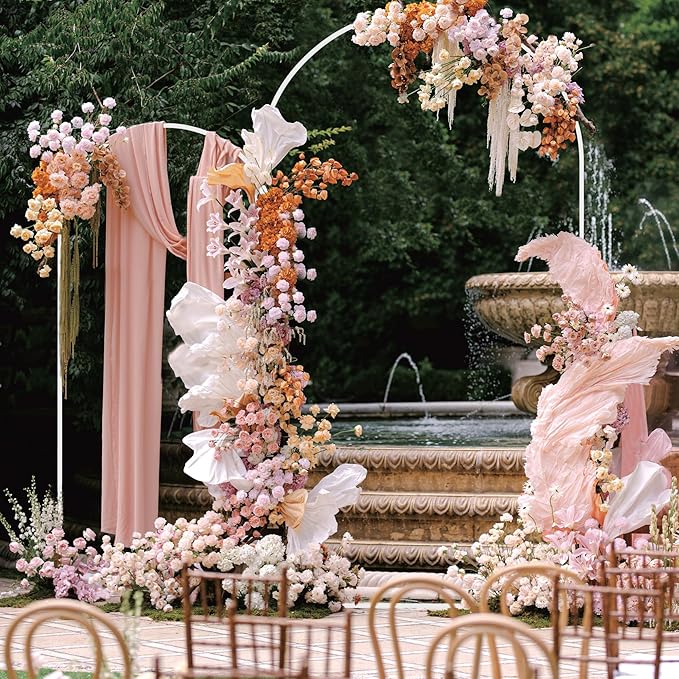 Wedding Arch Backdrop Stand Set, 2-Piece White Metal Party Decor