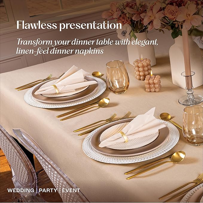 50-Pack Disposable Linen-Feel Pale Blue Napkins, 12" x 17" Cloth-Like Paper Dinner Napkins For Wedding, Bathroom, Party Or Event