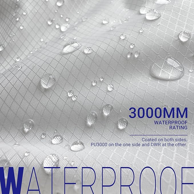 emma kites White Ripstop Nylon PU3000 Waterproof 1.9 oz 70D Diamond Grid Tear Resistant for Tent Rainfly Rain Kilt Poncho Dry Bag Backpack Bike Cover (Selvedge Removed) Pre-Cut 3 Yard