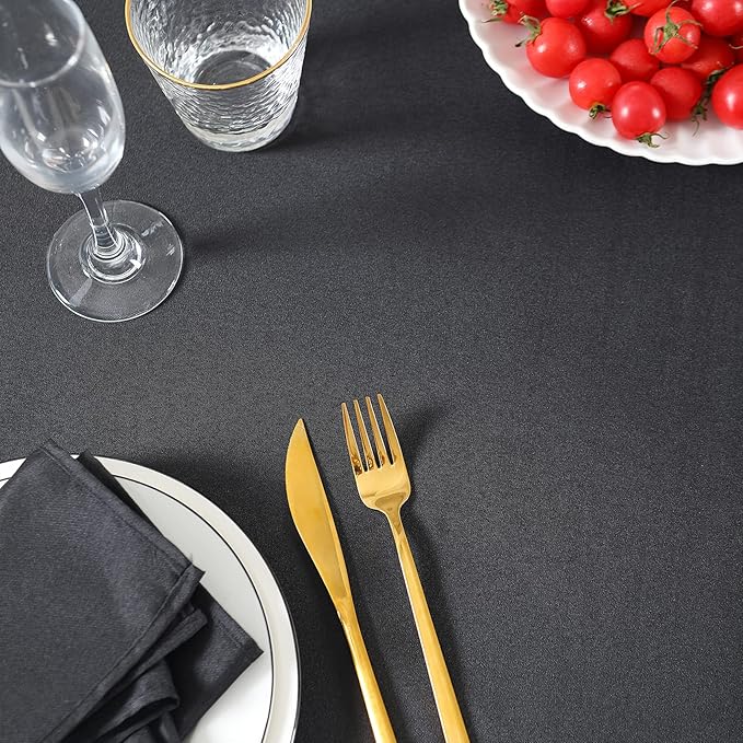 60 inch Round Tablecloth Washable Polyester Table Cloth Decorative Table Cover for Wedding Party Dining Banquet（60 inch,Black）