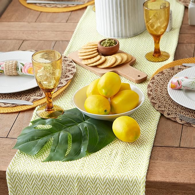 DII Woven Basic Tabletop Collection Chevron Table Runner, 15x72, Avocado