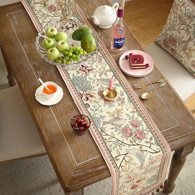 patdrea Velvet French Table Runner Farmhouse for Home Kitchen Dining Decor Parties Family Dinners Wedding 12"*87"
