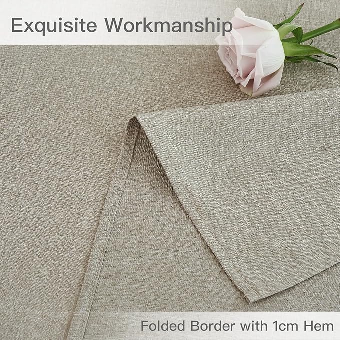 maxmill Linen Texture Tablecloth Water Resistance Antiwrinkle Spillproof Wipeable Washable Fabric Table Cloth for Dining Room, Buffet Banquet Party Holiday Dinner, Rectangular 60 x 108 Inch, Linen
