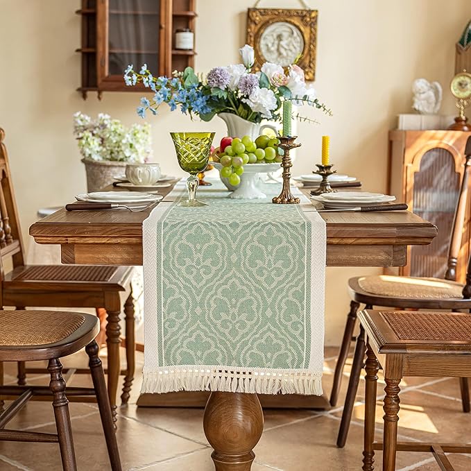 Table Runners 63 Inches,Waterproof Boho Table Runner with Tassel Fringe,Table Runner for Party Coffee Table