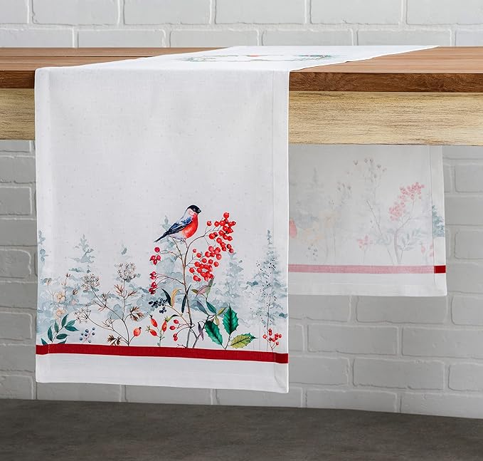 Maison d' Hermine Table Runner 100% Cotton Single Layer Table Runners 36 inches Long Decorative for Home Kitchen Dining Party Baby Shower Wedding Bridal Shower (Morzine, 14.50" x 36")