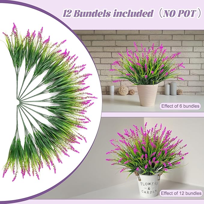 Artificial Monkey Grass Greenery Bundles, 12-Pack, Lotus Color